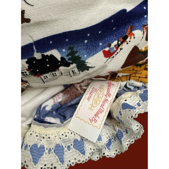 Vintage Pillow Winter Scene Christmas Ruffled Border 20” x 20” Handmade by Diane - Picture 4 of 6